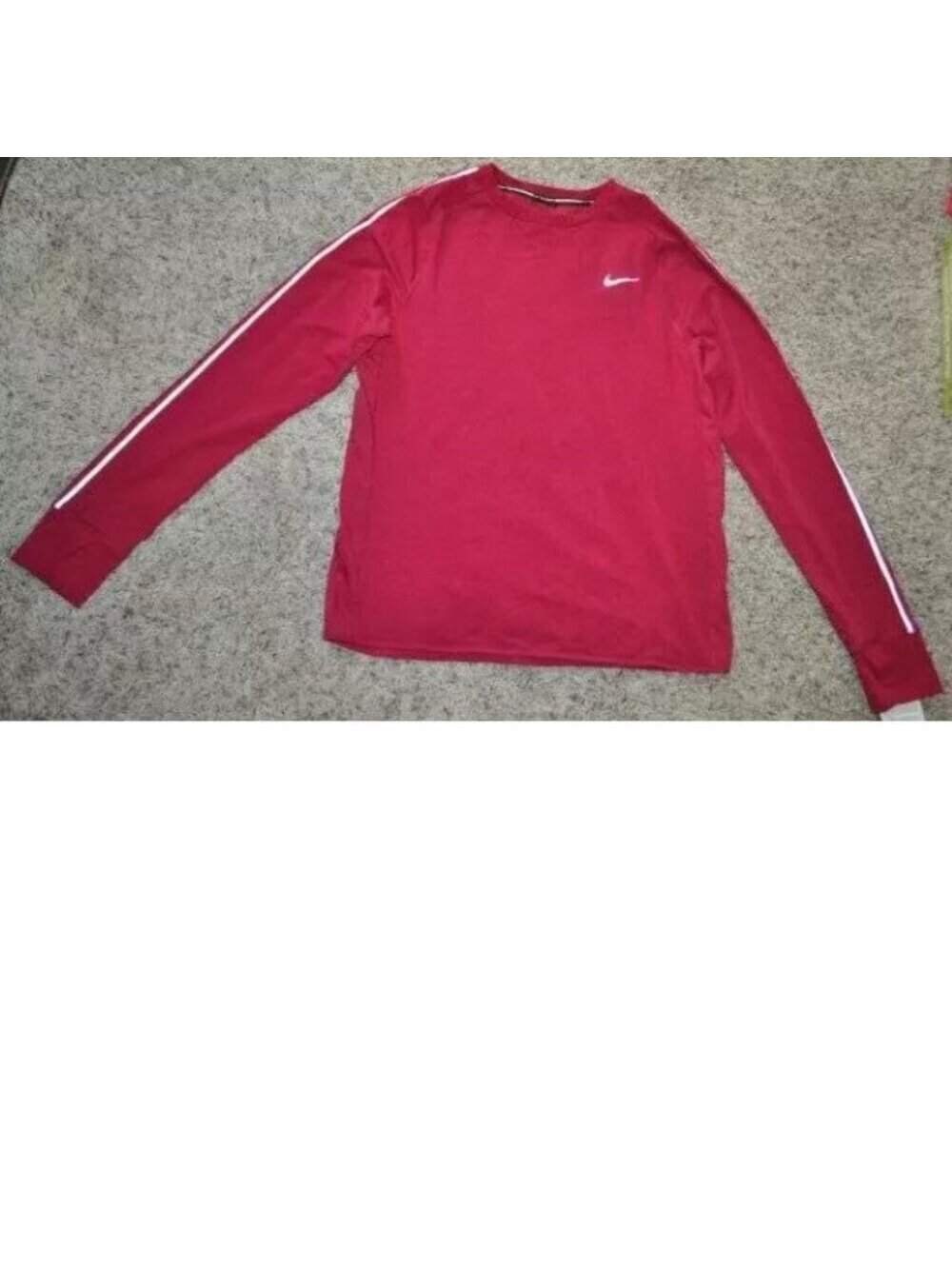 Mens Nike Running Shirt Sprint Red Dri-FIT Large Crew Long Sleeve Reflective